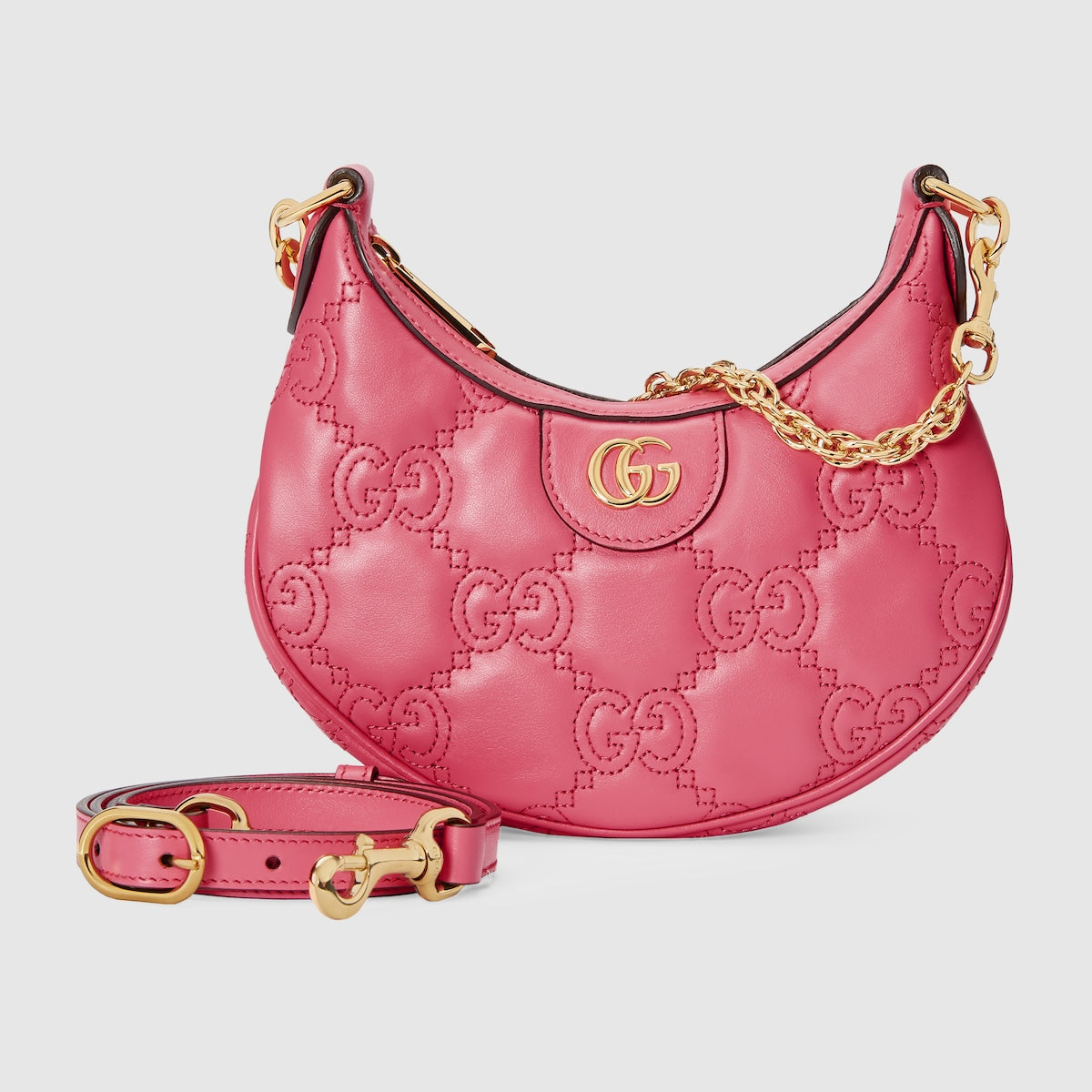 GUCCI ボディバッグ ピンク Gucci Pink GG Crystal Coated Canvas Small Attache Crossbody Bag